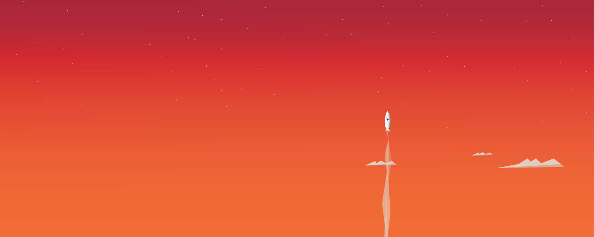 Rocket ship on red background