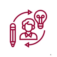 person's head with lightbulb and pencil circling around